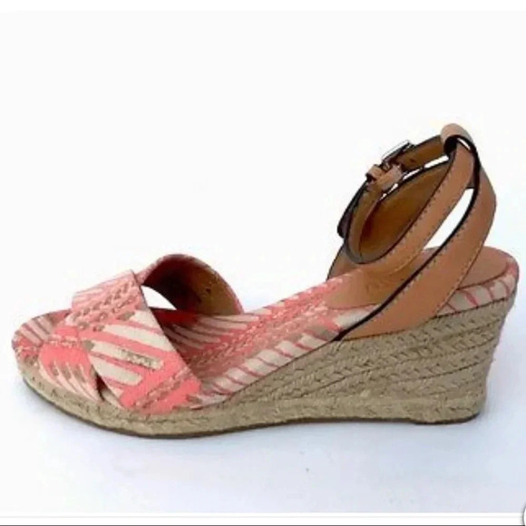 Coach Henley Print Open-toe Fabric Wedge Sandals Size 10 - Picture 4 of 6